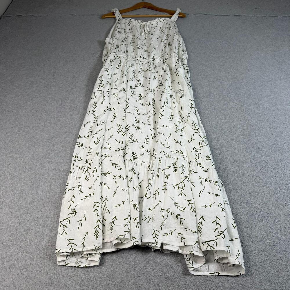 Hayden Los Angeles Dress Women 1X White Leaf Floral Maxi Tiered Boho Romantic